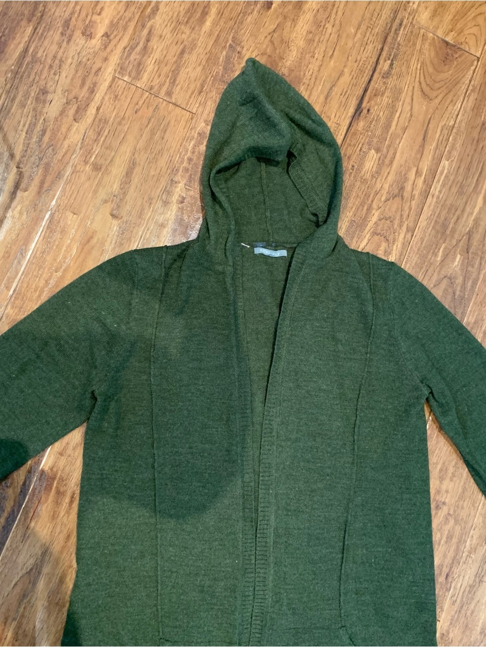 Olive Green Hooded Open-Front Women's Cardigan - Picture 8 of 16